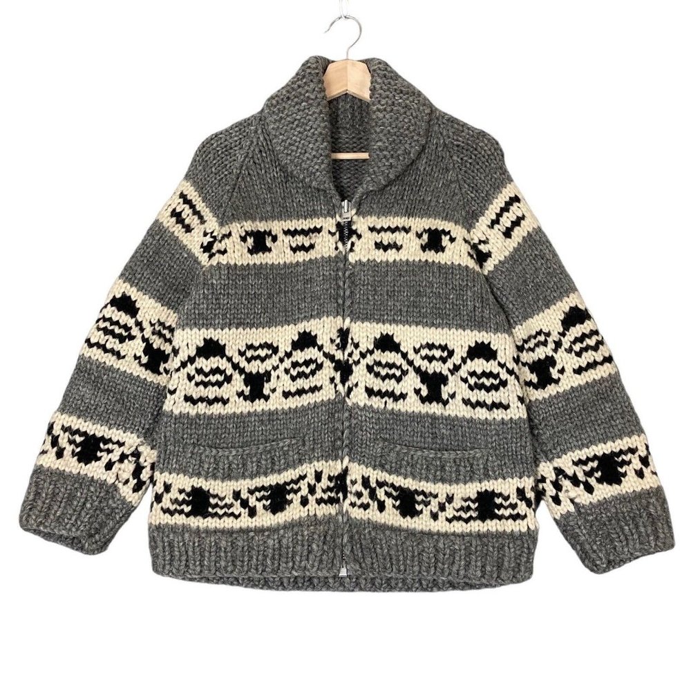 Vintage 50s/60s Cowichan Wool Sweater Handmade Sz S men’s, M/L women’s